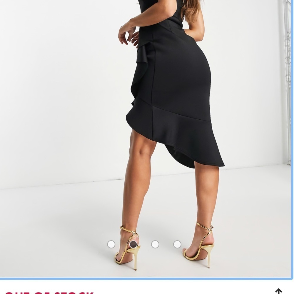 ASOS True Violet Elegant Black One-Shoulder Ruffle Midi Size 10 Dress - Picture 2 of 12